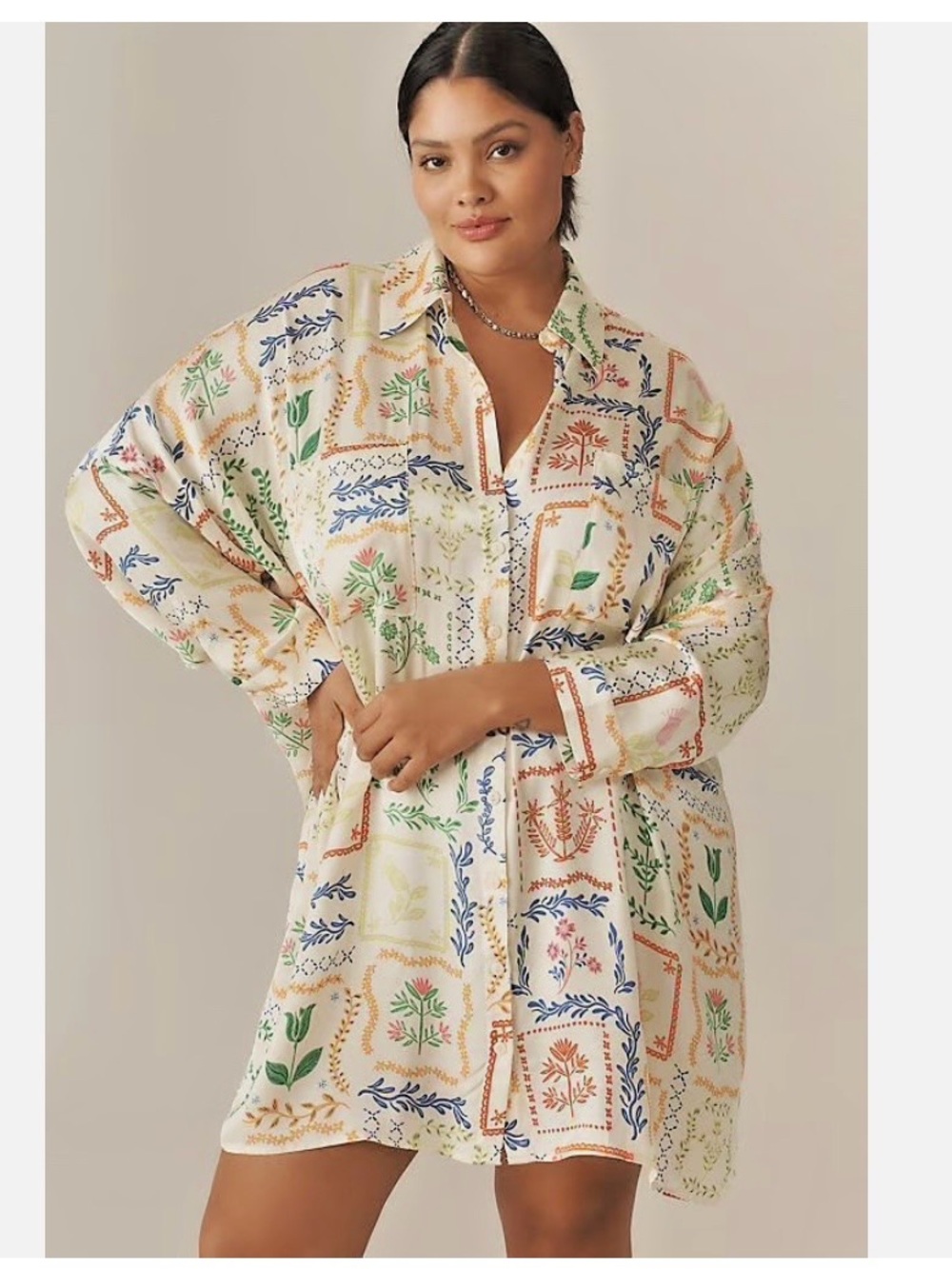 Corey Lynn Calter Long Sleeve Printed Mini Shirt Dress Sz 1X